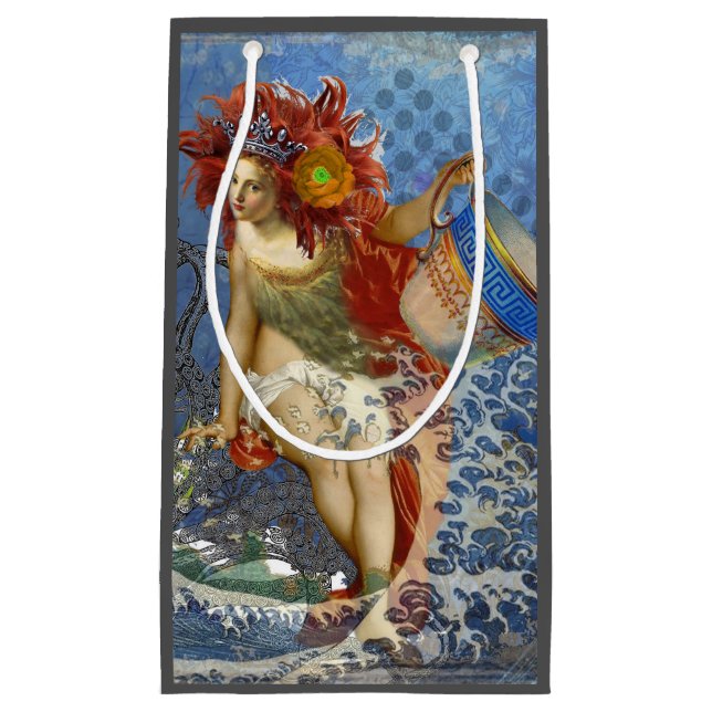 Bolsa De Regalo Pequeña Aquarius Mermaid Arte Gótico Azul (Anverso)