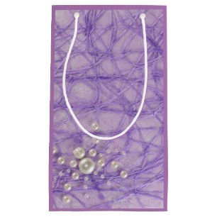 Bolsa De Regalo Pequeña Araña con perlas en un patrón púrpura abstracto Sm