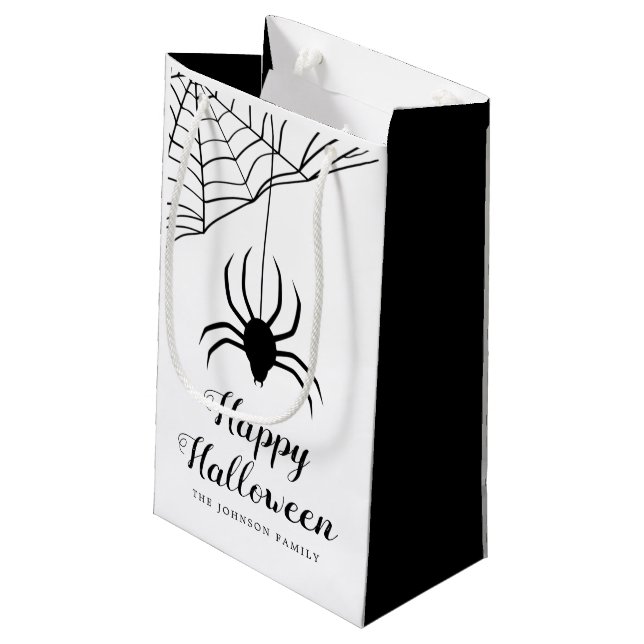 Bolsa De Regalo Pequeña Araña negra feliz Halloween (Angulo reverso)