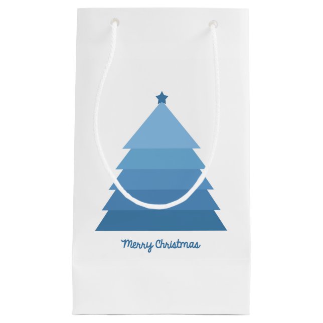 Bolsa De Regalo Pequeña Árbol de Navidad Azul (Anverso)
