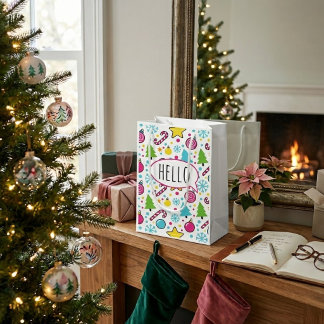 Bolsa De Regalo Pequeña Árbol de Navidad con Patrón de Arte Pop Colorido –