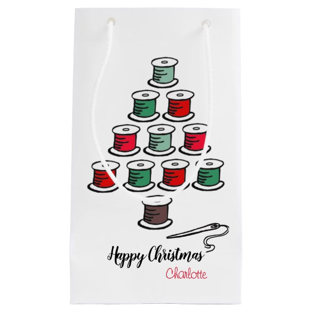 Bolsa De Regalo Pequeña Árbol de navidad de algodón Reel (Anverso)