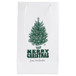 Bolsa De Regalo Pequeña Árbol de Navidad verde retro festivo