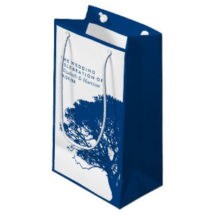 Bolsa De Regalo Pequeña Árbol de roble azul, Boda rústico y minimalista