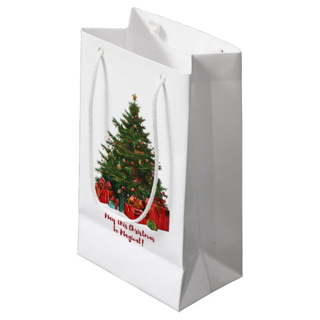 Bolsa De Regalo Pequeña Árbol mágico de Navidad con regalos festivos (Angulo Anverso)