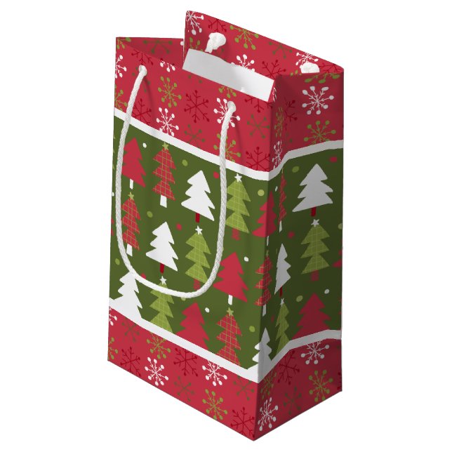 Bolsa De Regalo Pequeña Árbol rojo, blanco y verde navidades (Angulo reverso)