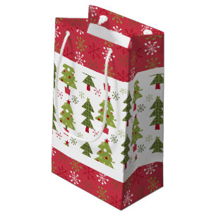 Bolsa De Regalo Pequeña Árbol rojo, blanco y verde navidades