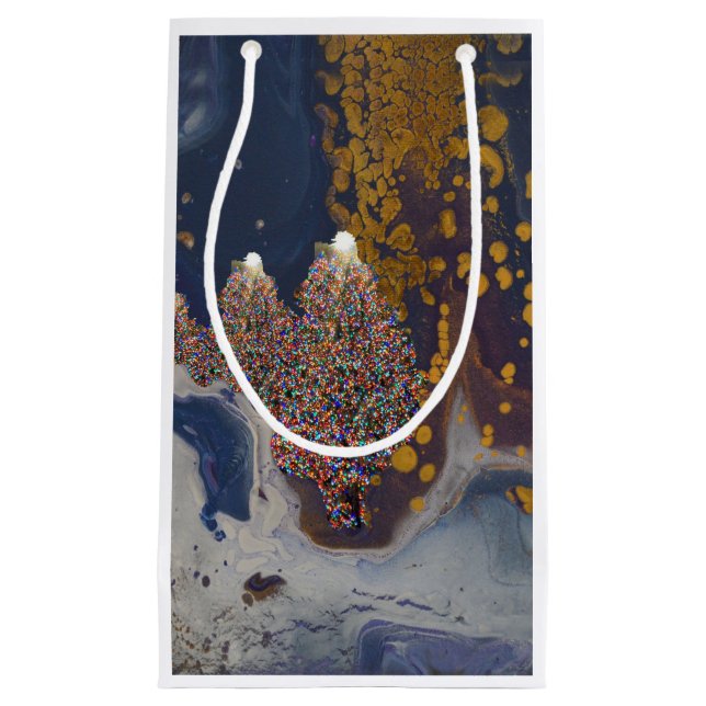 Bolsa De Regalo Pequeña Árboles de Navidad de noche (Anverso)