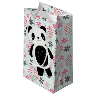 Bolsa De Regalo Pequeña Árboles, flores y osos panda