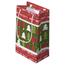 Bolsa De Regalo Pequeña Árboles navidades rojos, blancos y verdes