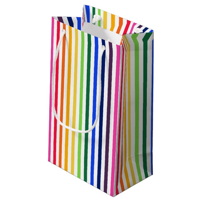Bolsa De Regalo Pequeña Arcoiris y rayas blancas (Angulo reverso)