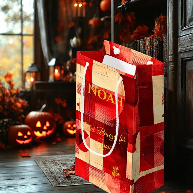 Bolsa De Regalo Pequeña Armonía de Crimson y Beige Arte Geométrico Contemp (Subido por el creador)