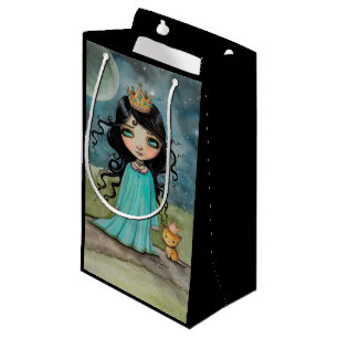 Bolsa De Regalo Pequeña Arte de fantasía de una niña y su gato