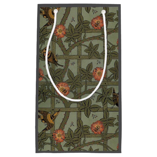 Bolsa De Regalo Pequeña Arte de papel pintado de enrejado de William Morri (Anverso)