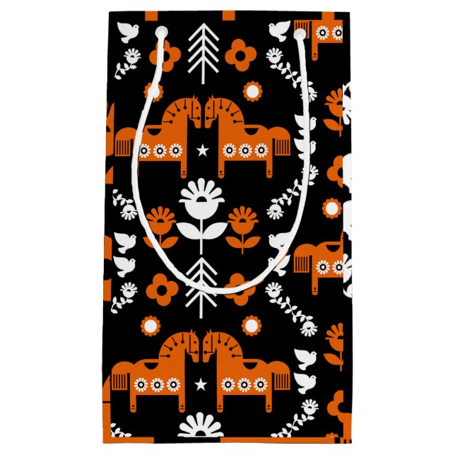 Bolsa De Regalo Pequeña Arte folclórico escandinavo de caballos (Anverso)