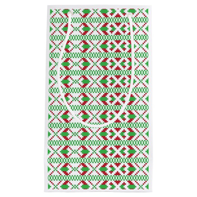 Bolsa De Regalo Pequeña Arte folclórico étnico letón verde y rojo (Anverso)