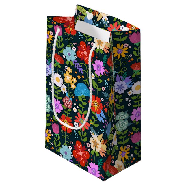Bolsa De Regalo Pequeña Arte folclórico floral mexicano (Angulo Anverso)