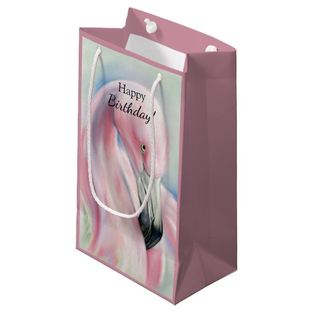 Bolsa De Regalo Pequeña Arte Pink Flamingo Pastel (Angulo Anverso)
