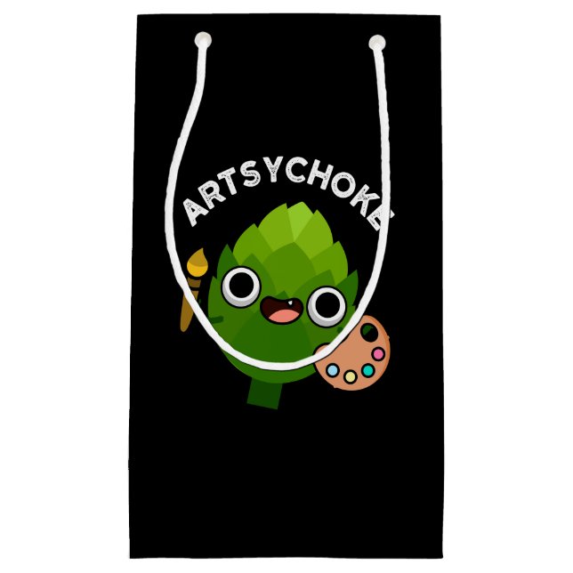 Bolsa De Regalo Pequeña Artsychoke Funny Veggie Artichoke Pun Dark BG (Anverso)