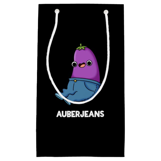 Bolsa De Regalo Pequeña Auberjeans Funny Eggplant Pun Dark BG (Anverso)