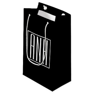 Bolsa De Regalo Pequeña Audaz Monograma Moderno 3 Iniciales Blanco sobre