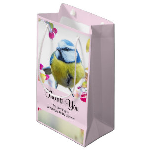 Bolsa De Regalo Pequeña Ave azul bonito y amarillo en una rama Gracias
