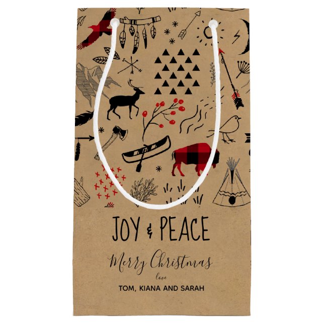 Bolsa De Regalo Pequeña Aventuras de búfalo de plástico negro y rojo/Kraft (Anverso)