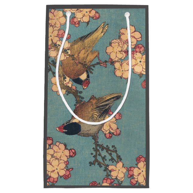 Bolsa De Regalo Pequeña Aves flores Hokusai Arte Japonés (Anverso)
