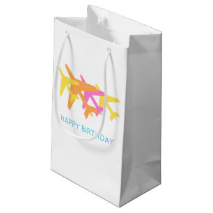 Bolsa De Regalo Pequeña Aviones Naranja Viaje Rosa Amarillo Feliz cumpleañ