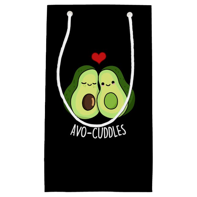 Bolsa De Regalo Pequeña Avocudelas Funny Pareja Aguacate Pun Dark BG (Anverso)