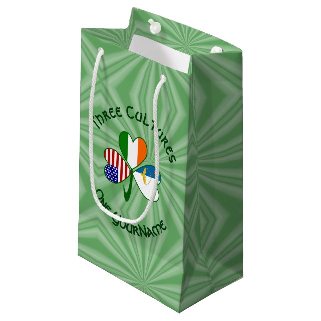 Bolsa De Regalo Pequeña Azores Irlanda Estados Unidos Bandera Shamrock per (Angulo Anverso)