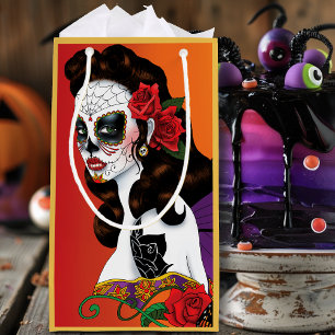Bolsa De Regalo Pequeña Azúcar Hada Calavera Alas Moradas Rosas Atardecer