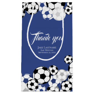 Bolsa De Regalo Pequeña Azul invitacional de fútbol con texto
