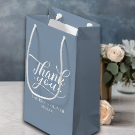 Bolsa De Regalo Pequeña Azul Polvoriento | Agradecimiento Minimalista de B