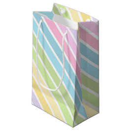 BOLSA DE REGALO PEQUEÑA AZUL VERDE AMARILLO ROSA PURPURA RAYAS