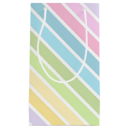 BOLSA DE REGALO PEQUEÑA AZUL VERDE AMARILLO ROSA PURPURA RAYAS