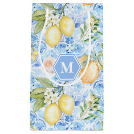 Bolsa De Regalo Pequeña Azulejo Azul Mediterráneo Limoncello Monograma Nom