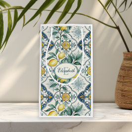 Bolsa De Regalo Pequeña Azulejo Francés País Limón Patrón Monograma