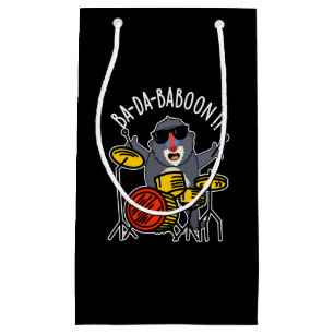 Bolsa De Regalo Pequeña Ba-da-ba-boon Funny Baboon Pun Dark BG