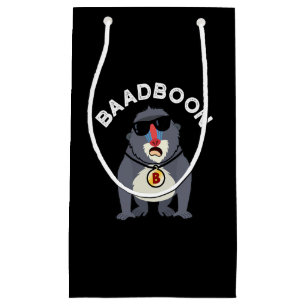 Bolsa De Regalo Pequeña Baadboon Funny Bad Baboon Pun Dark BG