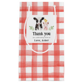 Bolsa De Regalo Pequeña Baby Farm Animals Red Gingham