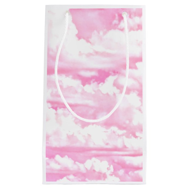 Bolsa De Regalo Pequeña Baby Pink Happy Clouds Background (Anverso)