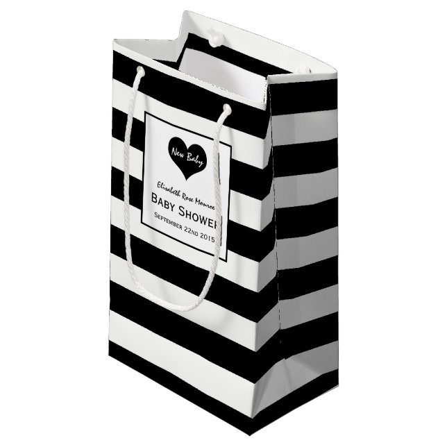 Bolsa De Regalo Pequeña Baby Shower blanco y negro de Moda moderna (Angulo Anverso)