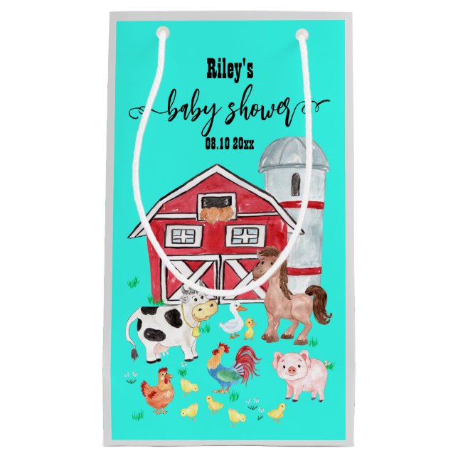 Bolsa De Regalo Pequeña Baby Shower de animales de granja (Anverso)