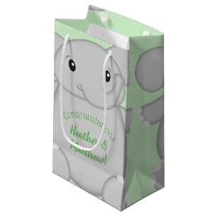 Bolsa De Regalo Pequeña Baby Shower de Elefante Verde