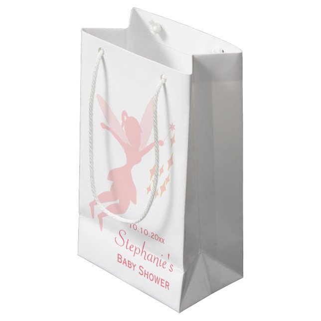 Bolsa De Regalo Pequeña Baby Shower de hadas rosado (Angulo Anverso)