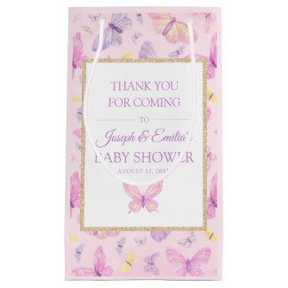 Bolsa De Regalo Pequeña Baby Shower de mariposa rosa y morada