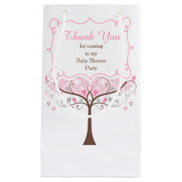 Bolsa De Regalo Pequeña Baby Shower de pájaro floral rosa y gris