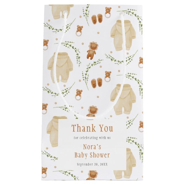 Bolsa De Regalo Pequeña Baby Shower de patrón de boho neutro de género (Anverso)