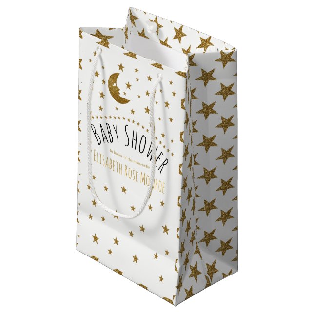 Bolsa De Regalo Pequeña Baby Shower Gold Moon and Stars (Angulo Anverso)
